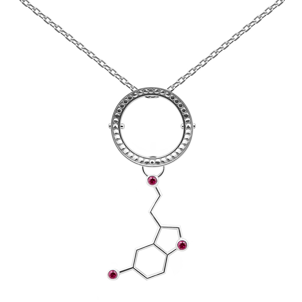 Smart pendant with chain & hormone serotonin with stones