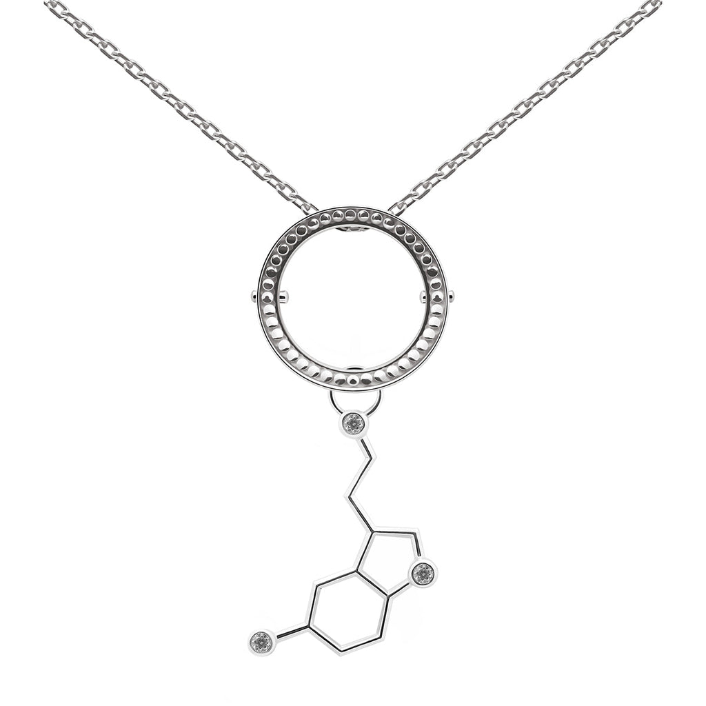 Smart pendant with chain & hormone serotonin with stones