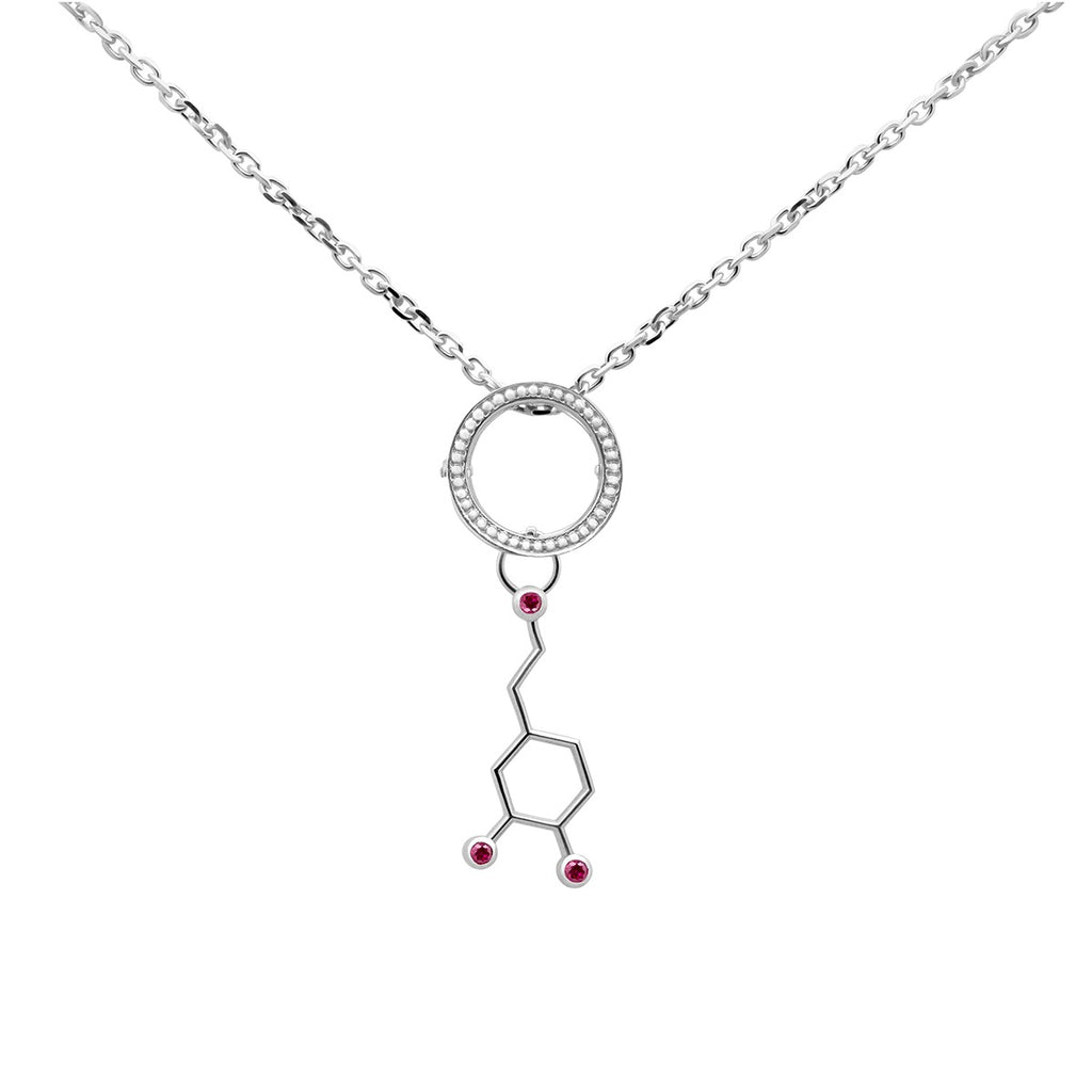 Smart pendant with chain & hormone dopamine with red stones